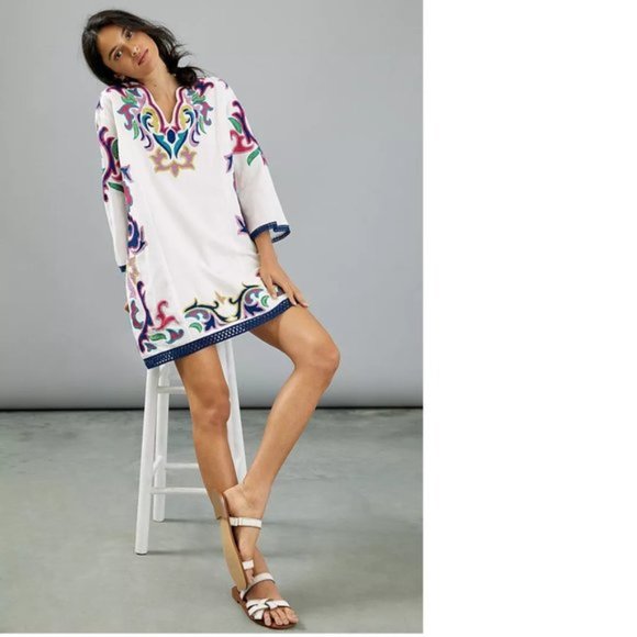 Anthropologie Olympia Embroidered Tunic Dress - Picture 2 of 6